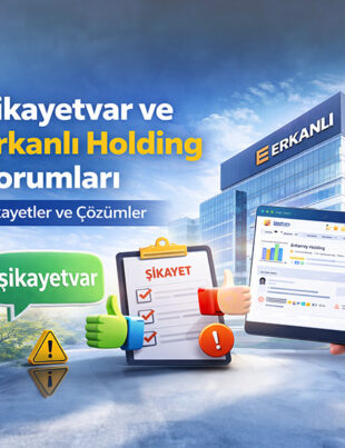 Erkanlı Holding hakkında Şikayetvar platformundaki yorumları ve kullanıcı geri bildirimlerini temsil eden görsel, çözüm sürecini ve yorumları vurgulamaktadır.
